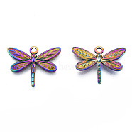 Ion Plating(IP) 201 Stainless Steel Pendants, Dragonfly, Rainbow Color, 20x25x2mm, Hole: 2mm(STAS-N098-226M)