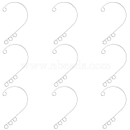 80Pcs 316 Stainless Steel Ear Cuff Findings, Climber Around Non Piercing Earring Findings with 4 Loops, Stainless Steel Color, 55x36x0.5mm, Hole: 4mm(STAS-SC0005-96)