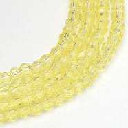 Transparent Glass Bead Strands, Faceted Round, Champagne Yellow, 4~5mm, Hole: 0.5mm, about 93~98pcs/Strand, 14.17~14.57 inch(36~37cm)(GLAA-R166-4mm-01I)