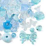 Opaque & Transparent Acrylic Beads, Mixed Shapes, Light Sky Blue, 7.5~33x7.5~43.5x4.5~16mm, Hole: 1.2~4mm, about 50g/bag(MACR-YW0002-01E)