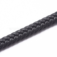 Microfiber Imitation Leather Cord, Flat Braided Leather Cord, for Bracelet & Necklace Making, Black, 6x2.5mm(LC-Z001-01)