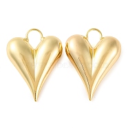 Rack Plating Brass Pendant, Long-Lasting Plated, Heart, Real 18K Gold Plated, 38x28.5x9.5mm, Hole: 9mm(KK-H486-05B-G)