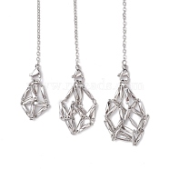 Non-Tarnish Stainless Steel Braided Chain Macrame Pouch Empty Stone Holder Dowsing Pendulums, Stainless Steel Color, 220~240mm, Hole: 3mm, 3pcs/set(PALLOY-JF02738)