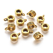 Alloy Tube Bails, Loop Bails, Bail Beads, Cadmium Free & Lead Free, Column, Antique Golden, 12.5x8x5mm, Hole: 2mm(X-PALLOY-2467-AG-LF)