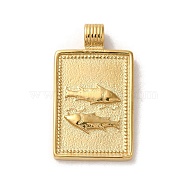 304 Stainless Steel Pendants, Rectangle with Constellations, Real 14K Gold Plated, Pisces, 25x14x2mm, Hole: 2mm(X-STAS-L022-306G-10)