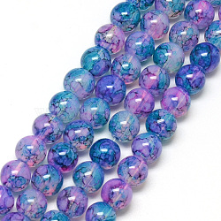 Baking Paint Glass Beads Strands, Imitation Opalite, Round, Lilac, 8mm, Hole: 1.3~1.6mm, about 100pcs/strand, 31.4 inch(DGLA-Q023-8mm-DB72)