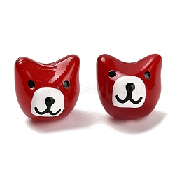 Handmade Lampwork Beads, with Enamel, Dog, Dark Red, 14~14.5x14.5x14~14.5mm, Hole: 1.4mm(LAMP-I028-02E)