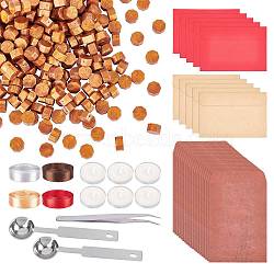 CRASPIRE DIY Scrapbook Making Kits, Including Paper Envelopes, Polyester Ribbons, Iron Wax Sticks Melting Spoons, 304 Stainless Steel Beading Tweezers, Flat Round Candle and Sealing Wax Particles, Mixed Color, 0.9cm, 300pcs/set(DIY-CP0004-72)