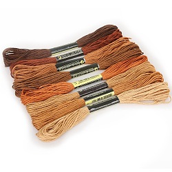 8 Skeins 8 Colors Gradient Color 6-Ply Cotton Embroidery Floss, Cross-stitch Threads, for DIY Sewing, Orange, 1.2mm, about 8.20 Yards(7.5m)/skein, 1 skein/color(PW-WG66837-02)