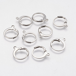 Tarnish Resistant 304 Stainless Steel Leverback Earring Findings, with Loop, Stainless Steel Color, 14.5x12x2mm, Hole: 1.2mm(STAS-F141-02P)