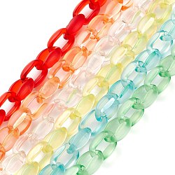 6 Strands 6 Colors Handmade Transparent Acrylic Cable Chains, Mixed Color, Links: 16x11x6mm, about 39.37 inch(1m)/strand, 6 strands/set(AJEW-JB00986)