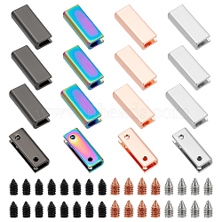 16 Sets 4 Colors Alloy Bag Decorative Edge Buckles, Belt End Tip Hardwares, with Screws, Mixed Color, 10x25x6mm, Hole: 2.5mm, Inner Diameter: 3mm, Screws: 5x3mm, 4 sets/color(PURS-PH0001-12)