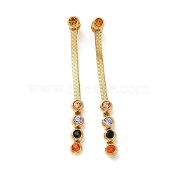 Colorful Rhinestone Dangle Stud Earrings, Vacuum Plating 304 Stainless Steel Chains Drop Earrings, Golden, 54x5mm(STAS-D089-03G)