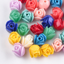 Synthetic Coral Beads, Dyed, Rose, Mixed Color, 6.5x7x6.5mm, Hole: 1mm(CORA-S026-04)