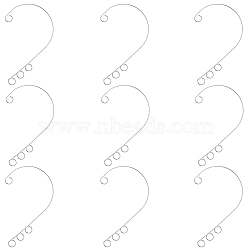 80Pcs 316 Stainless Steel Ear Cuff Findings, Climber Around Non Piercing Earring Findings with 4 Loops, Stainless Steel Color, 55x36x0.5mm, Hole: 4mm(STAS-SC0005-96)