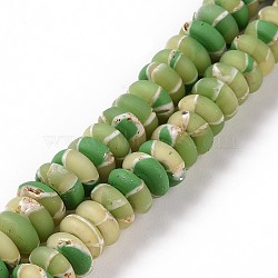Handmade Polyester Clay Beads Strand, with Gold Foil, Abacus, Yellow Green, 7.5~8x3.5mm, Hole: 2mm, about 106~112pcs/strand, 15.55''~16.02''(39.5~40.7cm)(CLAY-P001-04B)
