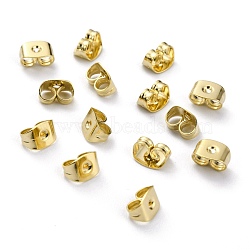 Brass Friction Ear Nuts, Ear Locking Earring Backs for Post Stud Earrings, Real 24K Gold Plated, 6x4x3.5mm, Hole: 1mm(KK-O131-06G-B)