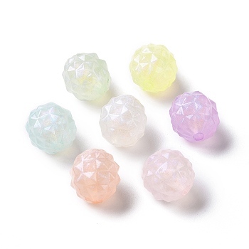 Luminous Acrylic Beads, Glitter Beads, Glow in the Dark, Faceted Round, Mixed Color, 15.5x15mm, Hole: 3mm