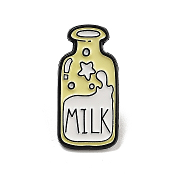 Mother Cow Alloy Enamel Brooch, Milk Enamel Pins for Backpack Clothes, Bottle, 30.8x15x1mm