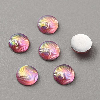Opaque Resin Cabochons, Imitation Shell, AB Color, Half Round/Dome, Pink, 9.5x3.5mm