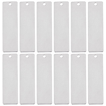 30Pcs 201 Stainless Steel Pendants, Stamping Blank Tag, Rectangle, Stainless Steel Color, 45x13x1mm, Hole: 2mm