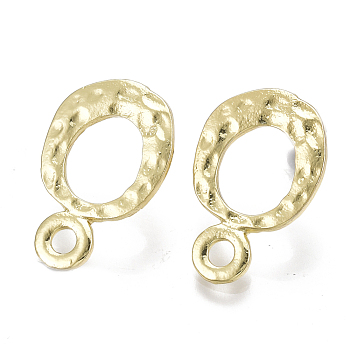 Alloy Stud Earring Findings, with Steel Pins, with Loop, Ring, Light Gold, 23x15mm, Hole: 2.5mm, Pin: 0.7mm