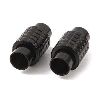 304 Stainless Steel Magnetic Clasps, Column, Round Hole, Black, 20x10x10mm, Hole: 6mm