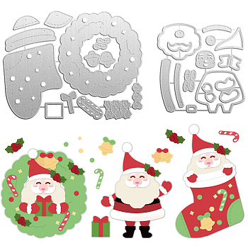 Father Christmas Carbon Steel Cutting Dies Stencils, for DIY Scrapbooking, Photo Album, Decorative Embossing Paper Card, Stainless Steel Color, 106~169x109~132x0.8mm, 2pcs/set