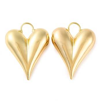 Rack Plating Brass Pendant, Long-Lasting Plated, Heart, Real 18K Gold Plated, 38x28.5x9.5mm, Hole: 9mm