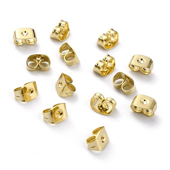 Brass Friction Ear Nuts, Ear Locking Earring Backs for Post Stud Earrings, Real 24K Gold Plated, 6x4x3.5mm, Hole: 1mm