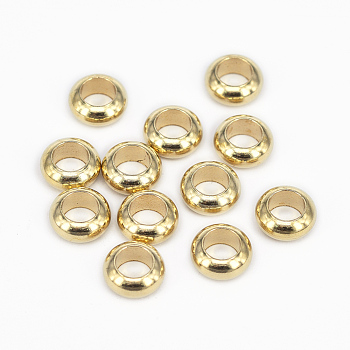 Brass Spacer Beads, Nickel Free, Ring, Raw(Unplated), 10x4mm, Hole: 6mm