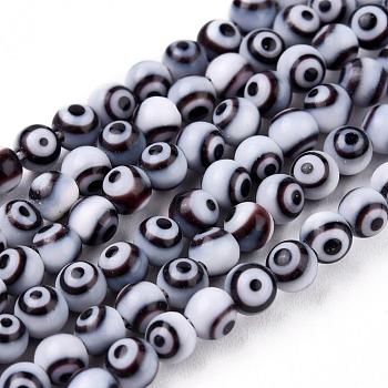 Handmade Evil Eye Lampwork Round Bead Strands, Light Grey, 4mm, Hole: 1mm, about 100pcs/strand, 14.56 inch