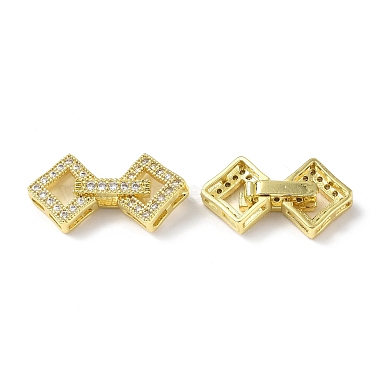 Rack Plating Brass Micro Pave Clear Cubic Zirconia Fold Over Clasps(KK-G448-01G)-2