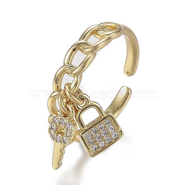 Adjustable Brass Micro Pave Clear Cubic Zirconia Cuff Rings(ZIRC-Z002-12G)-3
