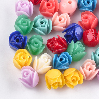 7mm Mixed Color Flower Synthetic Coral Beads