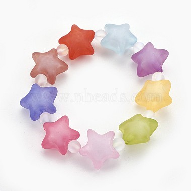 Bracelets extensibles pour enfants avec perles en acryliques mate(BJEW-JB03895)-2