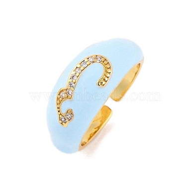 Light Sky Blue Number Brass+Cubic Zirconia Finger Rings