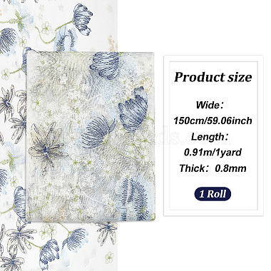 Embroidered Flowers Polyester Tulle Lace Fabric(DIY-WH0449-31B)-2