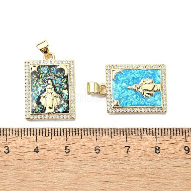 Brass Micro Pave Clear Cubic Zirconia Pendants(KK-A221-20G)-3