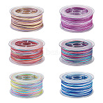 6 Rolls 6 Colors Segment Dyed Polyester Thread, Chinese Knotting Cord, Mixed Color, 0.8mm, about 54.68 yards(50m)/roll, 1roll/color(OCOR-EL0001-01B)