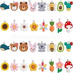 32Pcs 16 Style Resin Pendants, with Platinum Iron Peg Bail, Mixed Shapes, Colorful, 22x20x10.5mm, Hole: 2mm, 2pcs/style(RESI-CA0001-28)