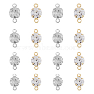 192Pcs 8 Styles Brass Clear Cubic Zirconia Connector Charms, Diamond Link, Platinum & Light Gold, 7.5~11x3~6x2.5~5mm, Hole: 1~1.2mm, 24pcs/style(RB-FH0001-08)