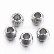 304 Stainless Steel Beads, Round, Stainless Steel Color, 2x1.2mm, Hole: 1mm(STAS-H394-08P)