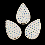 PU Leather Chandelier Components Links, with Rhinestone, teardrop, Beige, 40x25x2.5mm, Hole: 1.5mm(FIND-T020-021)