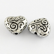 Acrylic Antique Beads, Heart, Antique Silver Color, 14mm long, 13mm wide, 7mm thick,  hole: 1.5mm(X-PLS022Y)