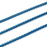 Spray Painted Brass Box Chains, Venetian Chains, with Spool, Unwelded, Dodger Blue, 2x2.5x2.5mm(CHC-L039-45L)