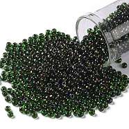 TOHO Round Seed Beads, Japanese Seed Beads, (247) Inside Color AB Jonquil/Dk Plum Lined, 8/0, 3mm, Hole: 1mm, about 222pcs/10g(X-SEED-TR08-0247)