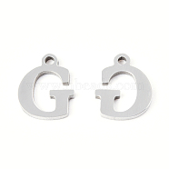 201 Stainless Steel Charms, Alphabet, Letter.G, 9x7x1mm, Hole: 1mm(STAS-N091-176G-P)
