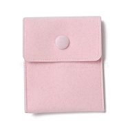 Velvet Jewelry Storage Pouches, Rectangle Jewelry Bags with Snap Fastener, for Earrings, Rings Storage, Pink, 9.7~9.75x7.9cm(TP-B002-03A-01)