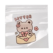 Rectangle Transparent Plastic Zip Lock Bags, Animal Shape Packaging Bags, Top Self Seal Pouches, Bear, 15.6x14.9cm, Unilateral Thickness: 0.085cm(OPP-K001-09A)
